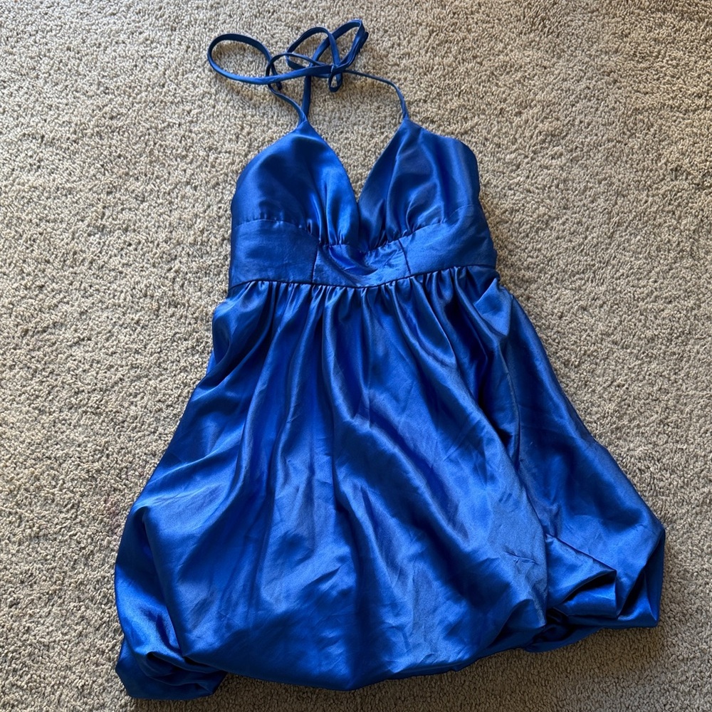 Jessica McClintock Blue Halter Dress